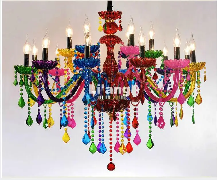 Colorful Crystal Chandelier Living Room lustres de cristal Decoration Colorful Pendant Art Chandeliers Home Lighting Indoor Lamp