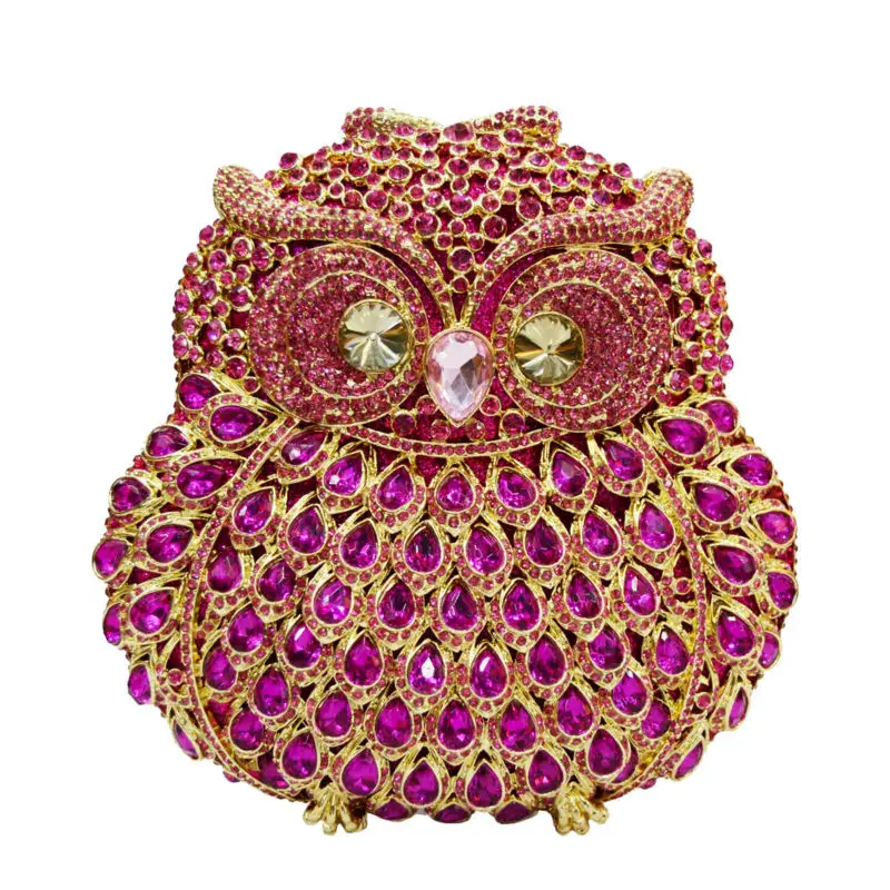 

Stylish Owl Hollow out Luxury Crystal Clutches Bag Animal Chain Shoulder Bag Party Evening Purse Bride Wedding Clutch Bag 88158