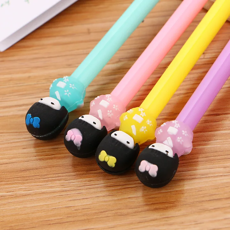 

40 pcs Student Stationery Kimono Girl Head Neutral Pen Creative Cartoon Water-based High-quality Office Signature Pen