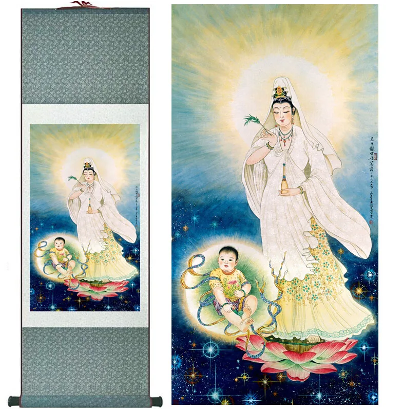 Religion  painting Traditional art Portrait painting Home Office Decoration traditional   Songzi Guanyin painting