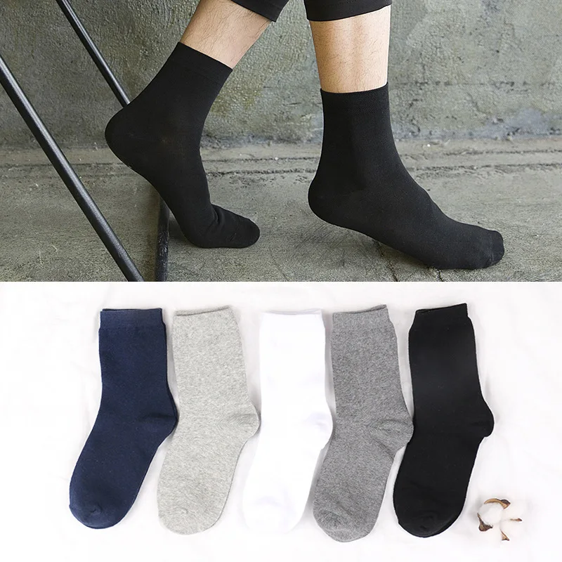 

Autumn Men Business Socks Pure Cotton Absorb Sweat Breathe Freely 200 Needles High Quality Mens Socks 5pair/lot