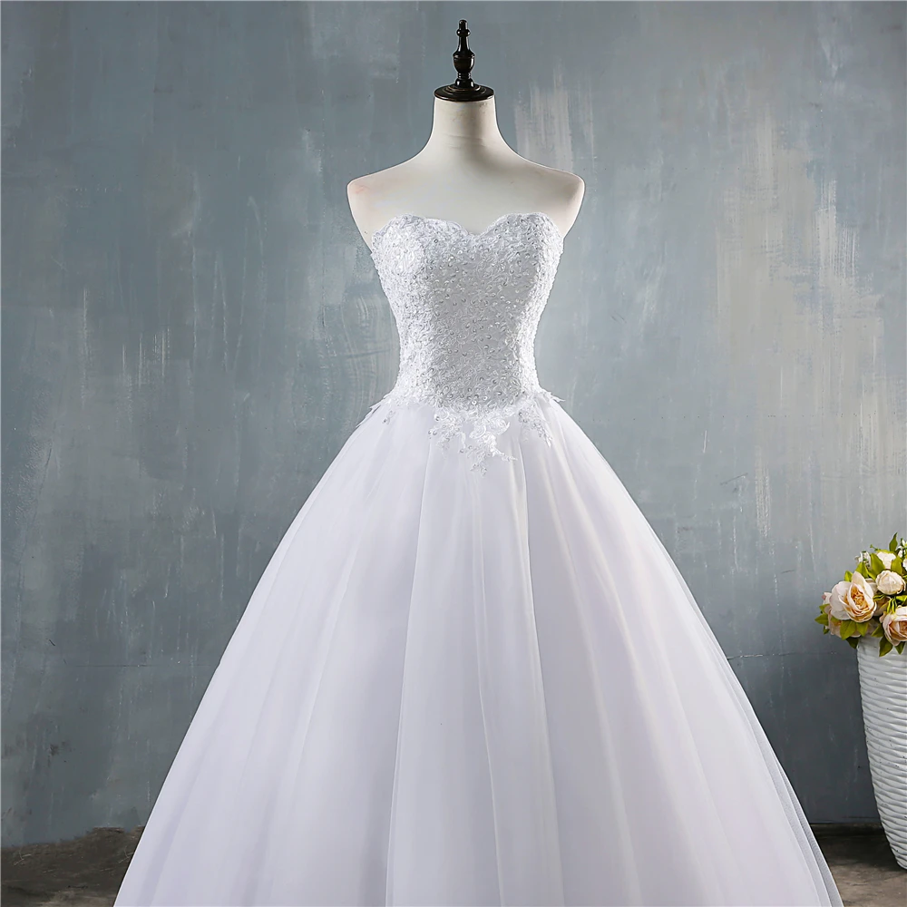 ZJ9147 personalizado 2024 blanco marfil escote en forma de corazón lentejuelas y cuentas vestidos de novia para novias de talla grande princesa nupcial tamaño 2-26W