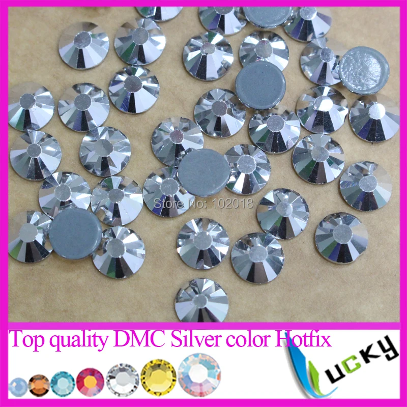 Top quality Large size DMC Silver Hematite color SS40 8.2-8.4mm Hotfix Rhinestones with glue 144pcs/bag Copy Swarov 2038 stass