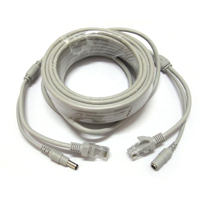 

20M 60ft RJ45 Network & 12V Power IP Network Cable Extension Cord for CCTV IP Camera Line NVR System LAN