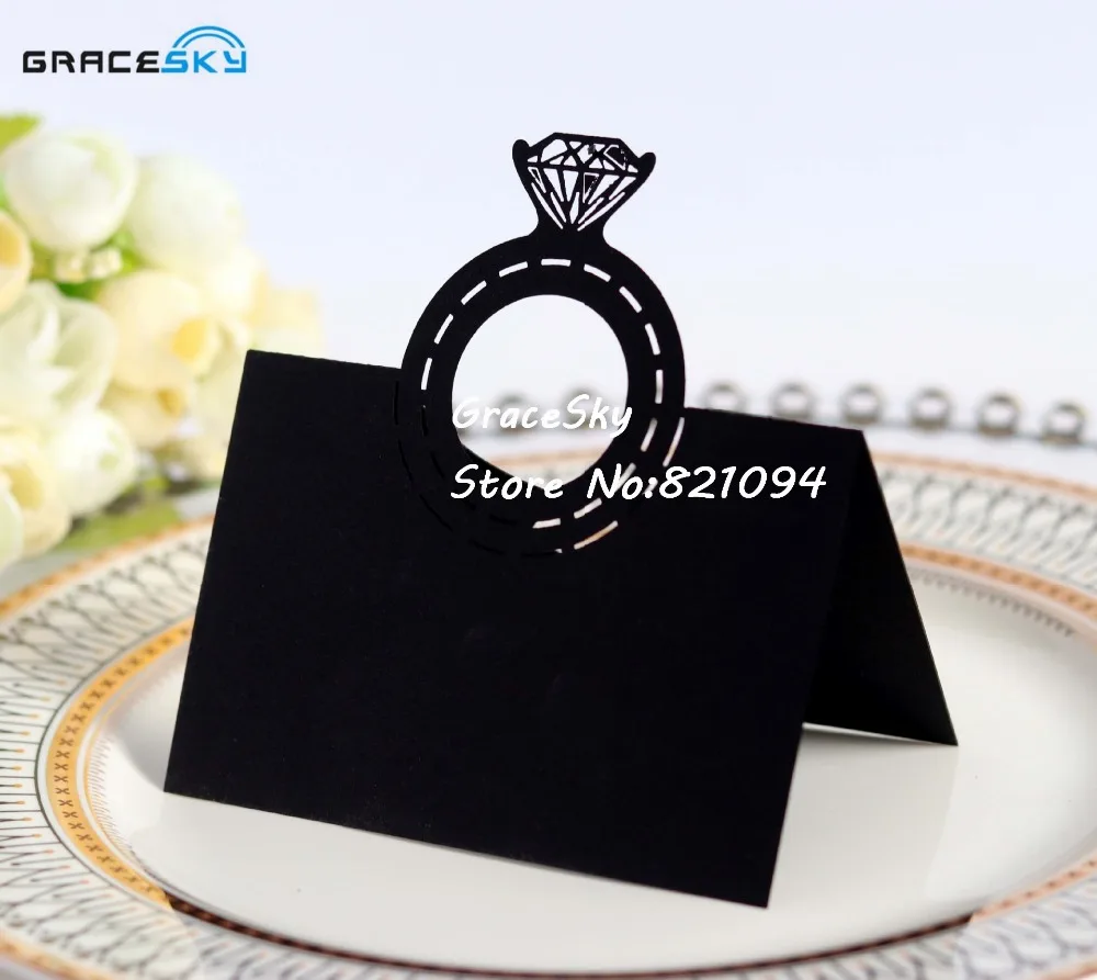 

50pcs free shipping laser cut Diamond design paper Name Table Cards Wedding invitation Cards Party RSVP Cards Table Decoration