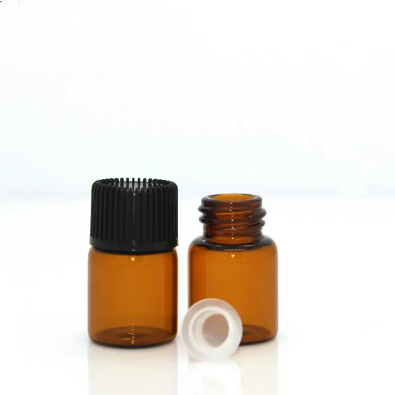 2ml small glass vials sample dropper bottles 2ml Amber Glass Vial With black screw cap