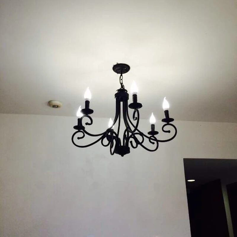 retro black iron candle light 6 8 lights big chandelier lamp for living dinning room foyer hanging chain light
