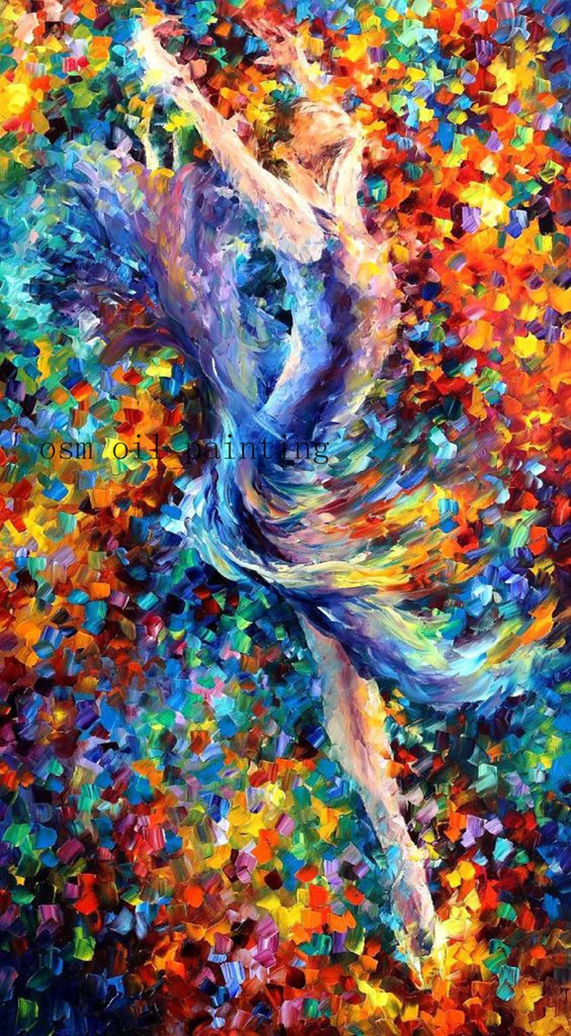 

New Arrivals High Quality Hand-painted Colorful Dancer Oil Painting on Canvas Abstract Ballet Dancer Portrait Oil Painting