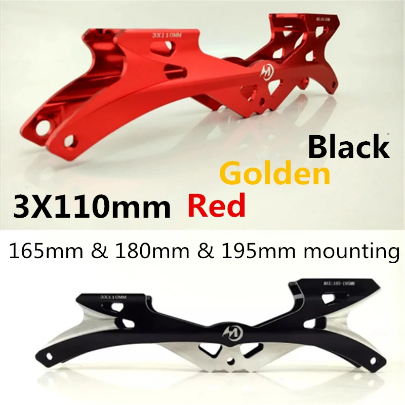 Pojedyncze Rockered prędkość liniowa łyżwy rama 3X110mm 110mm Banana Skating baza 165 195mm dorosłych elastyczne wyścigi czarny złoty czerwony CNC
