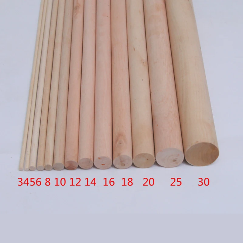 30pcs 3/4/5/6/8/10/12/15/20/33mm Birch rods round wooden sticks/dron rc car plane robot kids toys for boys diy baby accessories