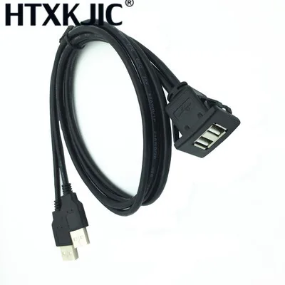 New USB2.0 Flush Mount Cable 1M/2M Double/Single USB Port Extension Flush Dashboard Panel Mount Cable for Car Boat Motorcycle