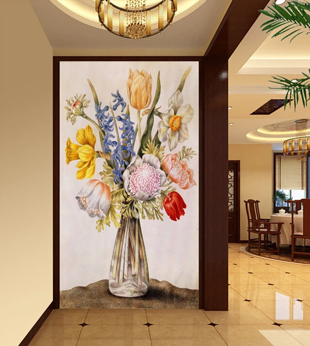 

The custom 3D murals,flowers in the vase painting papel de parede,living room sofa TV wall bedroom wall paper