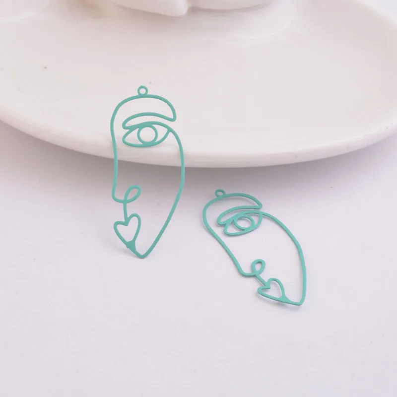 50 Stück AC9607 15*38mm Kreative Gesichts-Ohrringe DIY Handgemachte Charms Metall-Schmuckanhänger – Detail 6