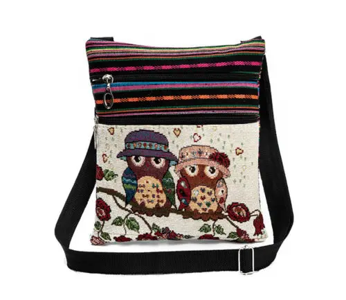 Retro Owl Print Diagonal Package Shoulder Bags Travel Organizer Ladies Floral Backpacks Mini Packet Clutch Messenger Bags Pouch