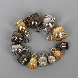 50pcs/lot CCB End Caps Clasps Fit 4 5 6 8mm Leather Cord Gunmetal/Gold/Rhodium Crimp Beads End Caps for DIY Jewelry Findings