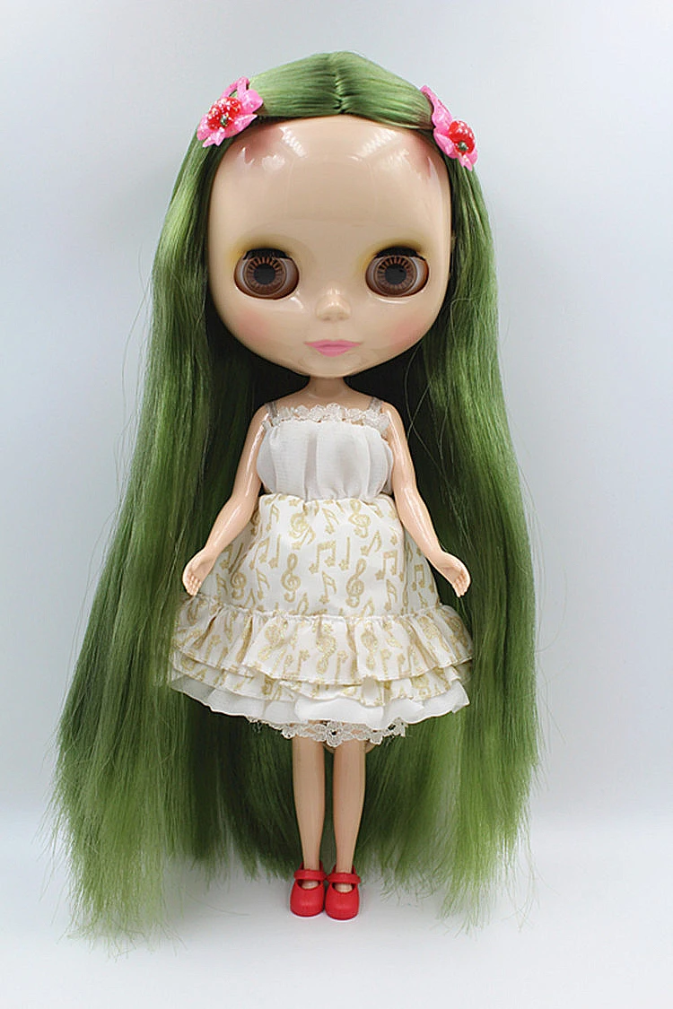 

Free postage Blygirl doll Grass green straight hair, 1/6 blyth doll, ordinary body doll 30cm