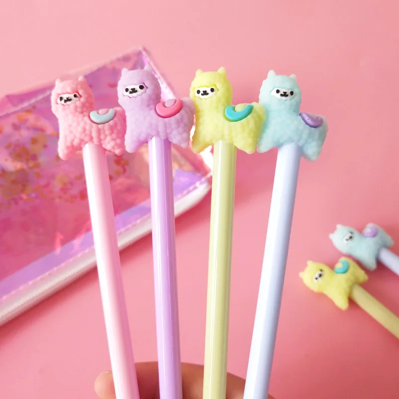 1 PCs Korean Creative Small Fresh Black Student Carbon Signature Pen Cartoon Alpaca Neutral Pen