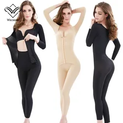 Wechery New Body Shaper Women's Slimming Full Length Bodysuit Long Sleeve Faja Female Shapewear Plus Size Underwear for Women