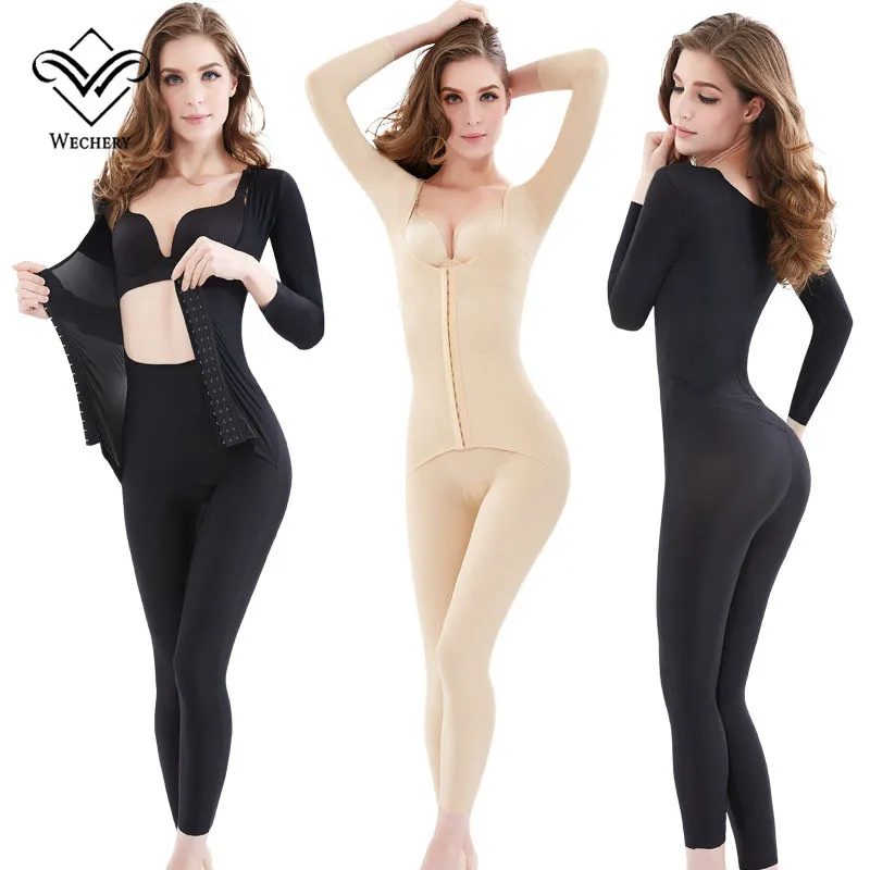 Wechery nowe urządzenie do modelowania sylwetki damskie odchudzanie pełnej długości Body z długim rękawem Faja kobiet Shapewear Plus Size bielizna dla kobiet