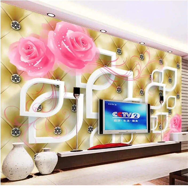 

wellyu Custom wallpaper papel de parede Rose 3D stereo soft pack TV background wall wallpapers for living room papier peint