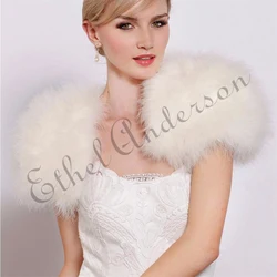 Blush Pink/ White Luxurious Ostrich Fur Feather Boleros Bridal Fur Shawl Marriage Shrug Coat Bride Winter Wedding Party Boleros