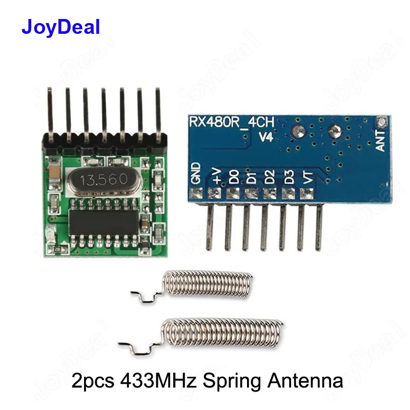 433Mhz RF Universal Wireless Remote Control Mini Relay Receiver Decoding Module 4 CH Output And Transmitter With Antenna Arduino