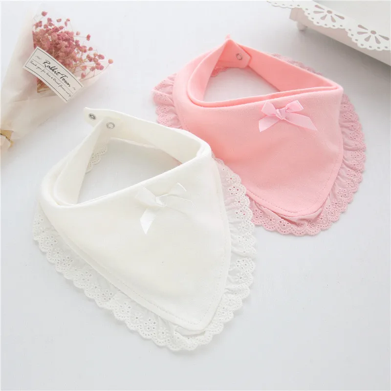 Lawadka Baby Bibs For Girls 100% Cotton Newborn Princess Lace Bow Baby Bibs Cute Girls Boys Burp Cloth Infant Saliva Towels 0-2Y