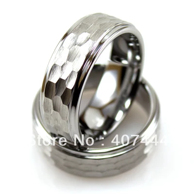 

Free Shipping!Wholesales USA Hot Sales E&C Jewelry Mens' Tungsten Ring with Brushed Hammer Hit Design His/Her Best Wedding Ring