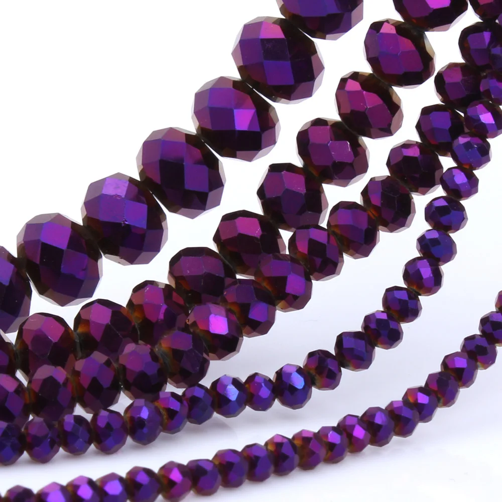 OlingArt 3/4/6/8/10mm Round Beads Rondelle Austria faceted Multicolored crystal purple color Loose bead DIY Jewelry Making