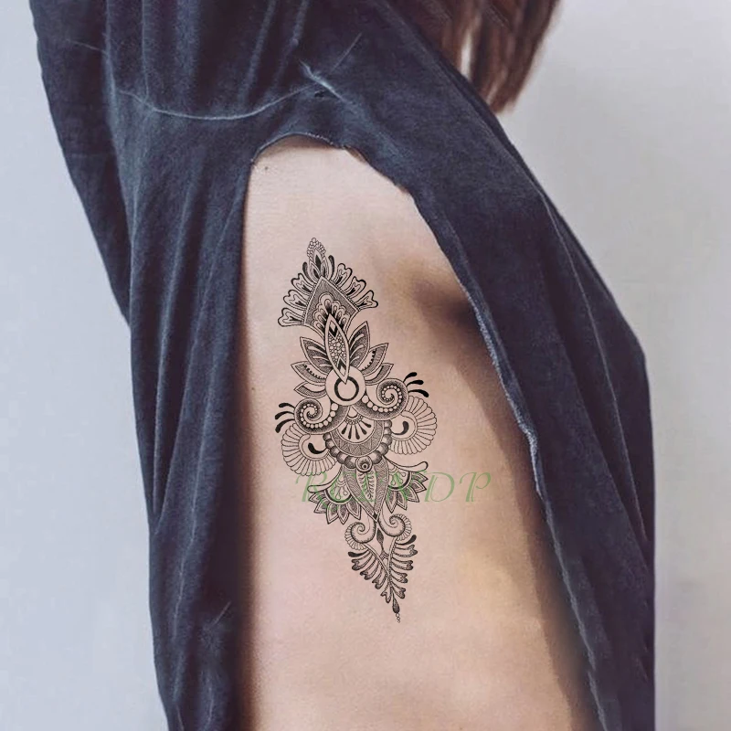 Waterproof Temporary Tattoo Sticker flower symmetry pattern black art tatto flash tatoo fake tattoos for lady women men girl