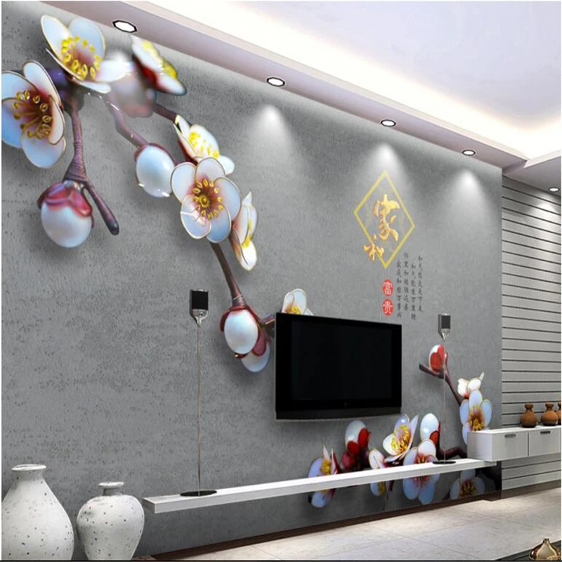 

beibehang wallcovering large - scale murals high - end 3D relief Magnolia jewelry background wallpaper non - woven wallpaper