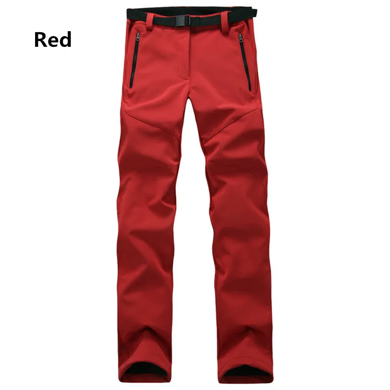 Women\'s outdoor autumn and winter soft shell pants Casual riding warm fleece pants Hiking pants ski waterproof pants