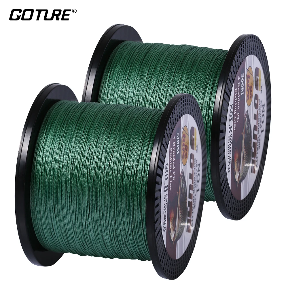 Goture 2pcs/lot 500 Meters 4X Multifilament PE Braided Fishing Line Freshwater Carp Fishing Or Saltwater Big Game Fishing Line