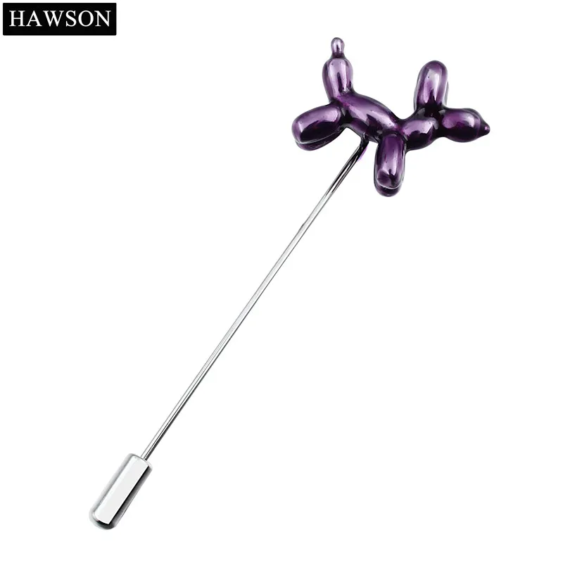 HAWSON 2.7 inç mor balon köpek tasarım uzun broş Pin için parti moda yaka Pin erkekler takı pins broş pin broş takı