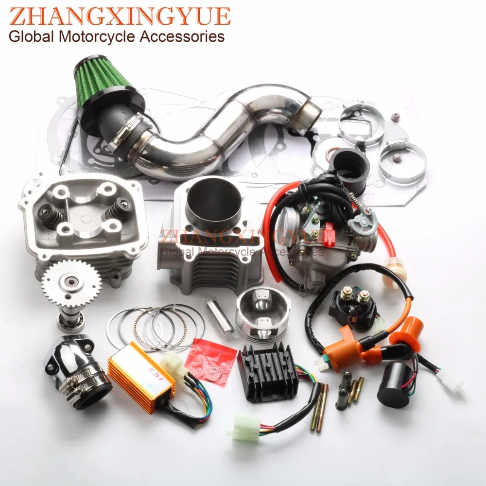 155cc egr grande diâmetro kit desempenho cdi pd24j carburador retificador relé para gy6 150cc 157qmj 58.5mm chinês scooter 4t