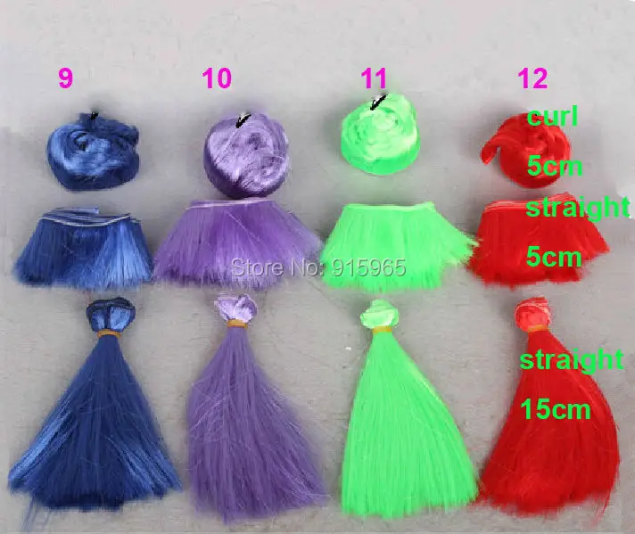 

8 pieces/lot 5cm*100cm or 15*100cm straight blue green red purple fringe wig hair for SD 1/3 1/4 1/6 bjd doll