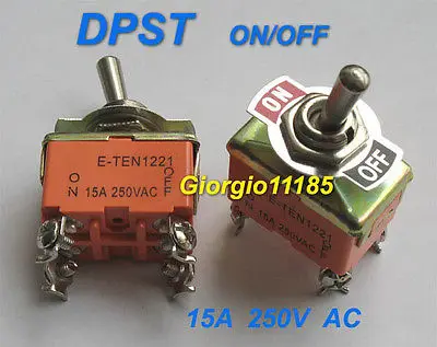 10pcs DPST ON/OFF  Industrial Toggle Switches 1221  Double pole single throw