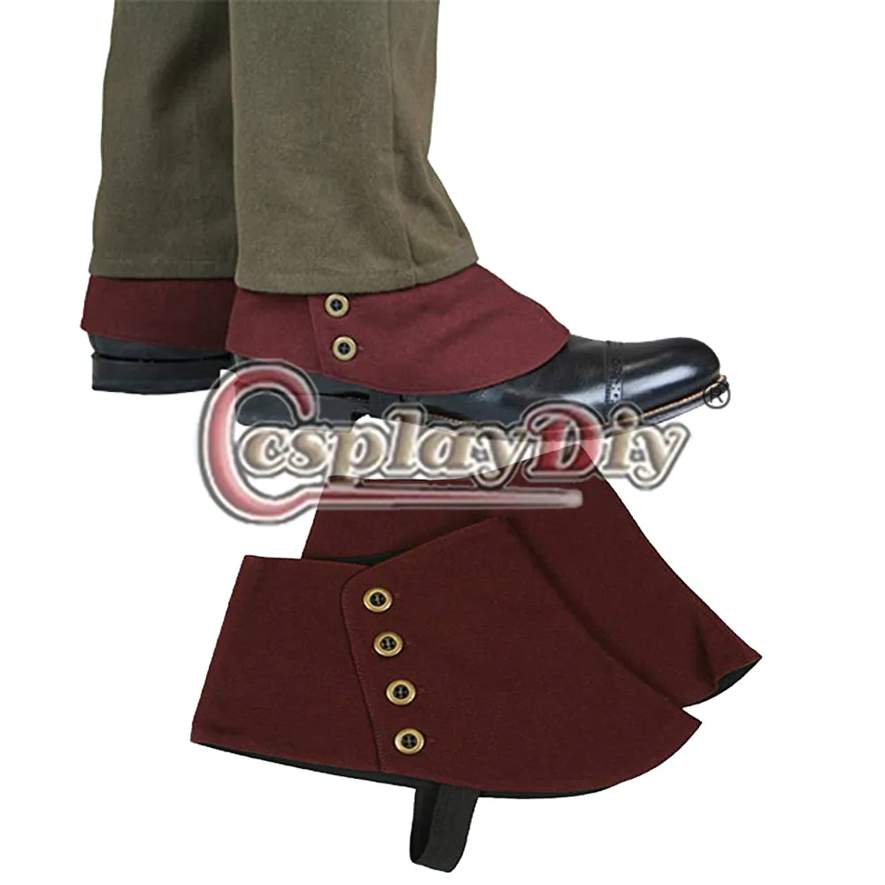 Cosplaydiy Medieval Historical Retro Men\'s Premium Cotton Canvas Buttons Spats Victorian Shoes Covers Spats L320