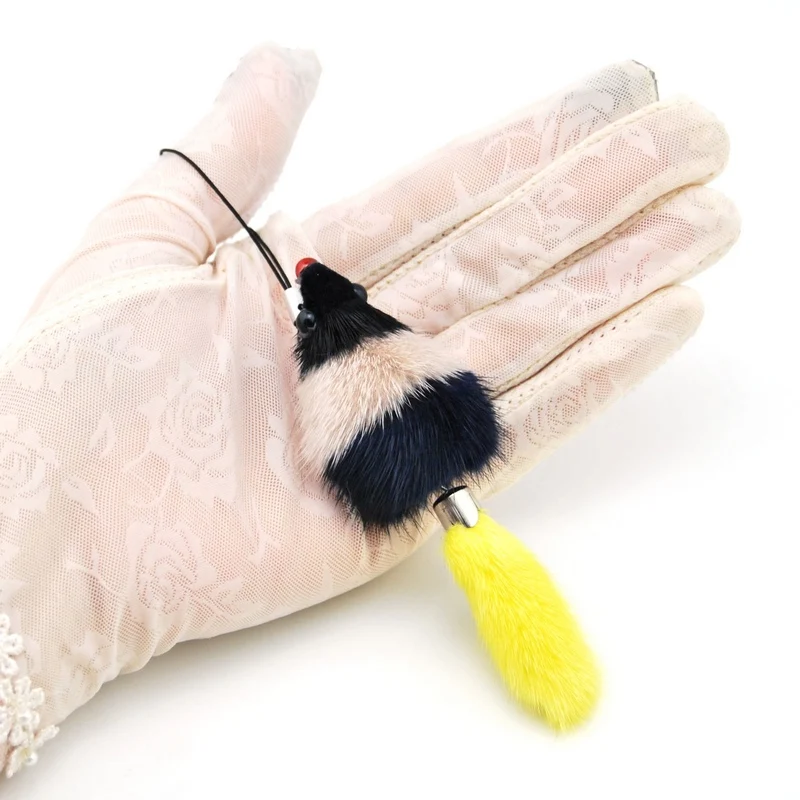 Cute Mini Mink Fur Natural Little Mouse Duck Keychain Women Pompom Fox Bear Key Ring On Bag Car Trinket Wedding Party Gift