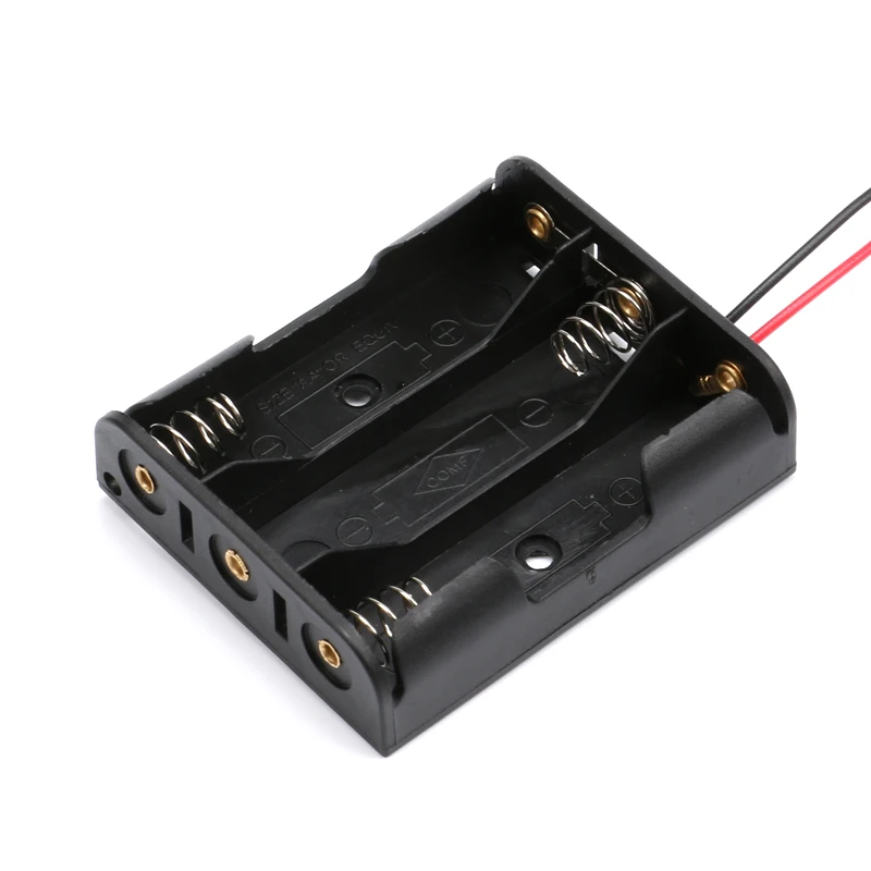 2xAAA 3xAAA 4xAAA 1,5 V caja de almacenamiento de batería de resorte negro de plástico