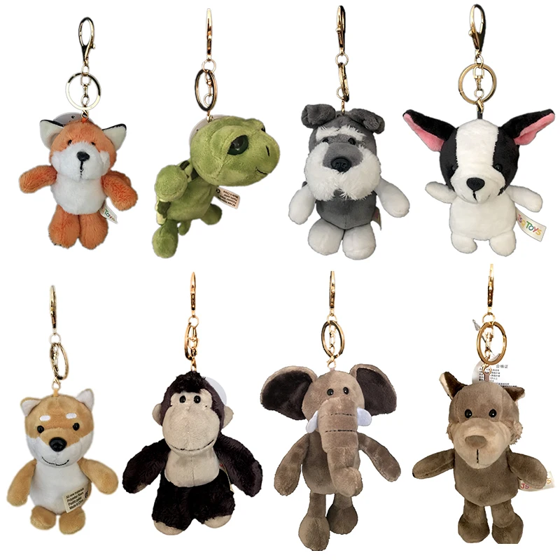 Animal Plush Keychain Toy Cute Cartoon  Animal Backpack Keychain  Dog Elephant Fox Wolf Orangutan Couple Child Gift 15-20CM 2019