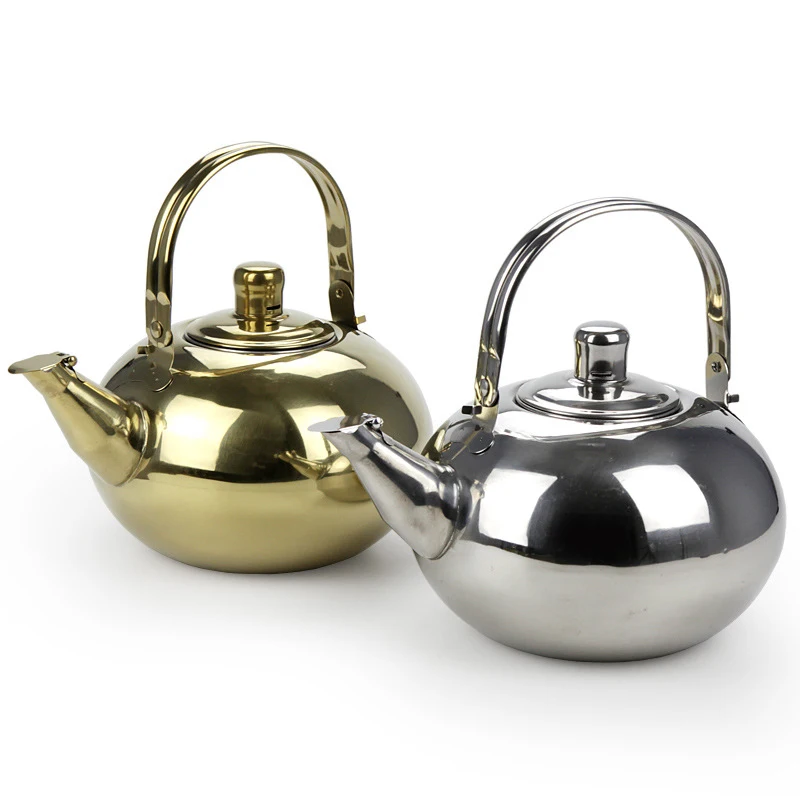 Stainless Steel Teapot with Tea Leaf Filter, Coffee Pot, Tea Kettle, Infuser Water Pot, Available in Induction Drinkware, 1Pc