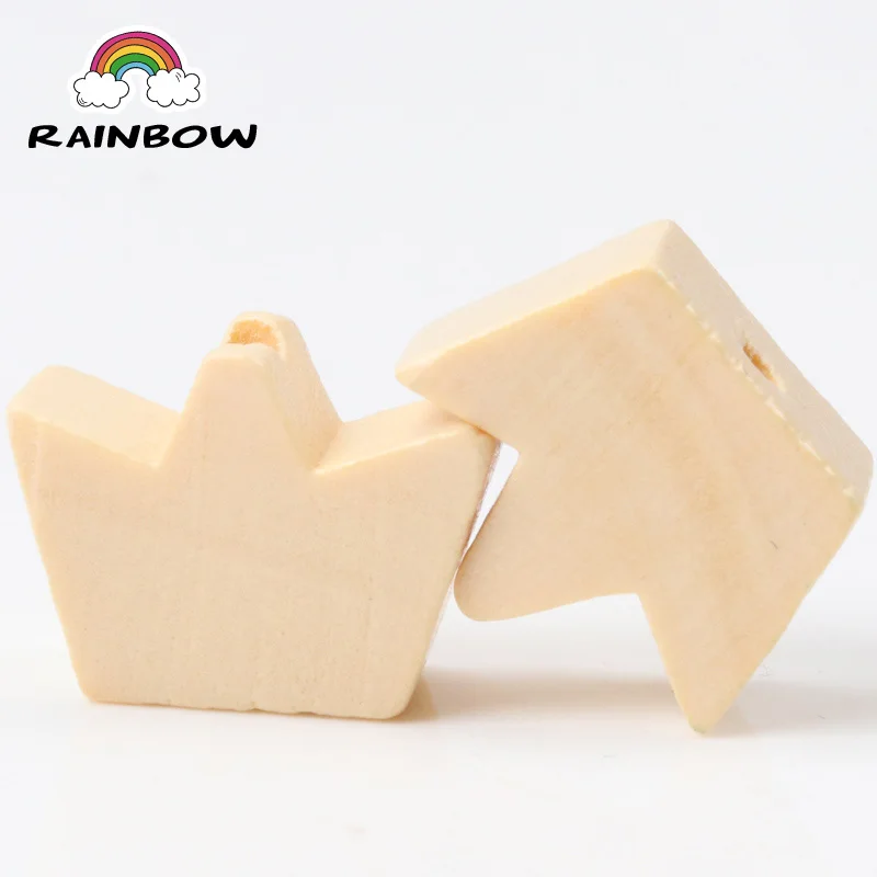 New Natural Crown Pattern Wooden Material Spacer Beads For Kids Jewelry making DIY 13x18mm 20pcs