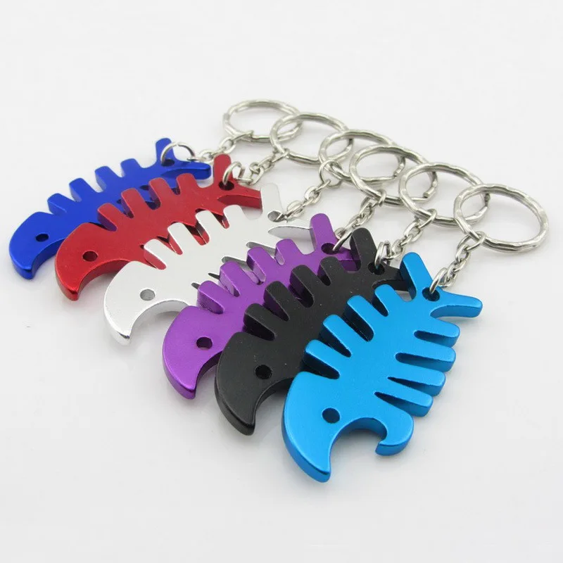 Key Ring Key Chain Alloy Cool Fish Bone Beer Bottle Opener Keychain Accessories Unique Gifts for Christmas