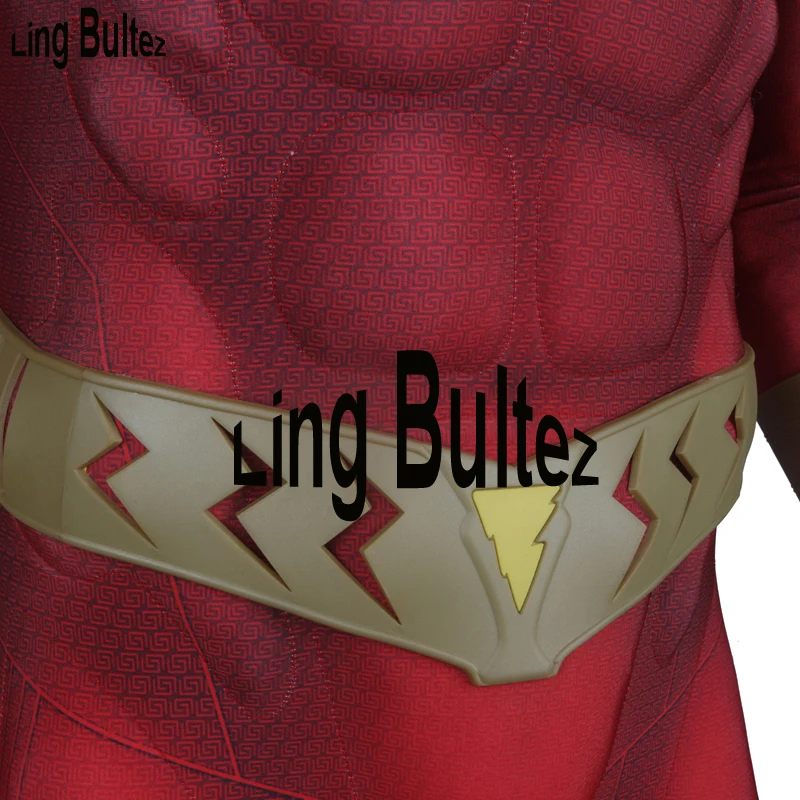 Ling Bultez High Quality Muscle Padding Shazam Costume Movie Shazam Cosplay Costume With Belt For Men Any Color Shazam Outfit