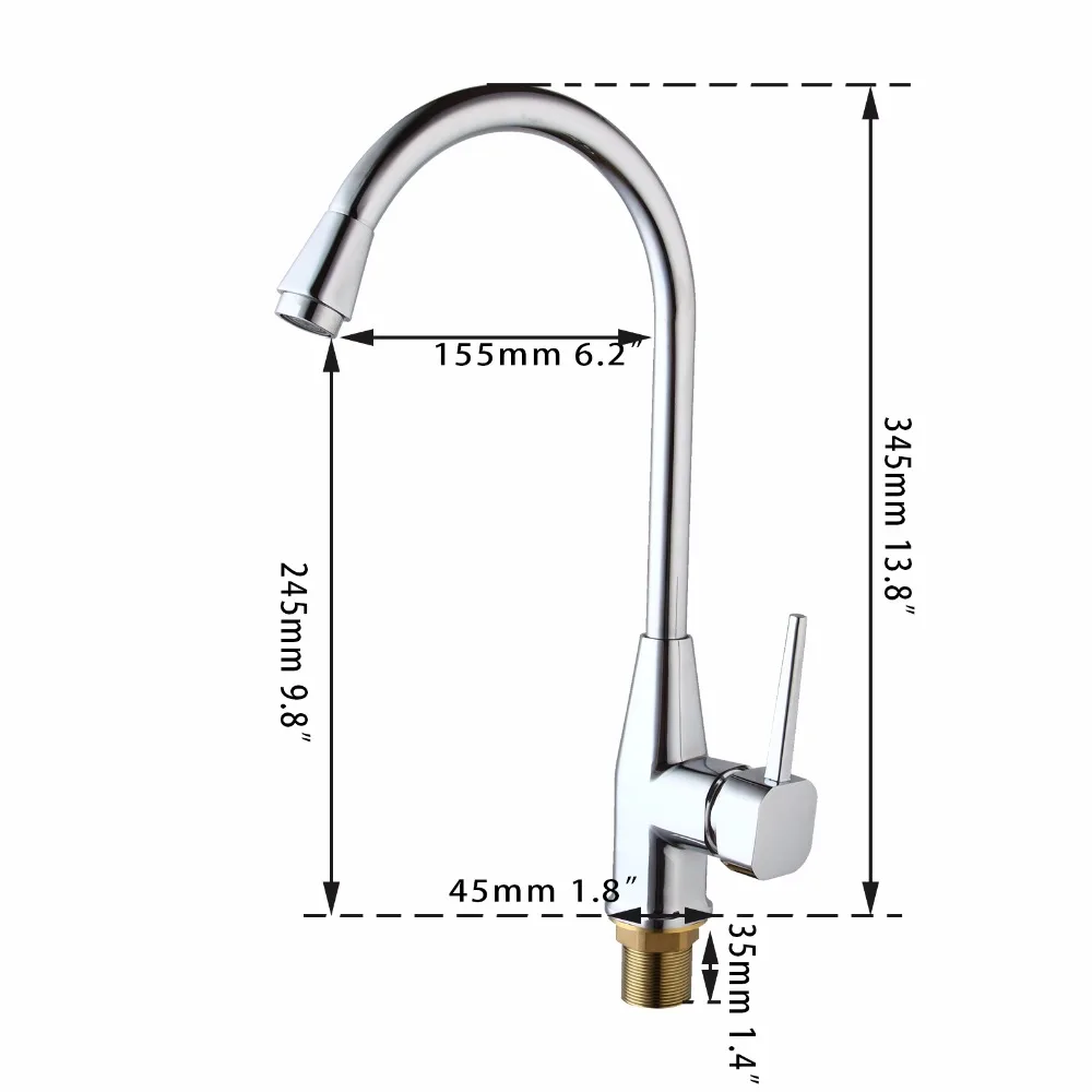 OUBONI Ratated Kitchen Faucet Swivel Deck Mount Bright Chrome Washing Basin Mixer Water taps Hot & Cold Water Mixer Taps