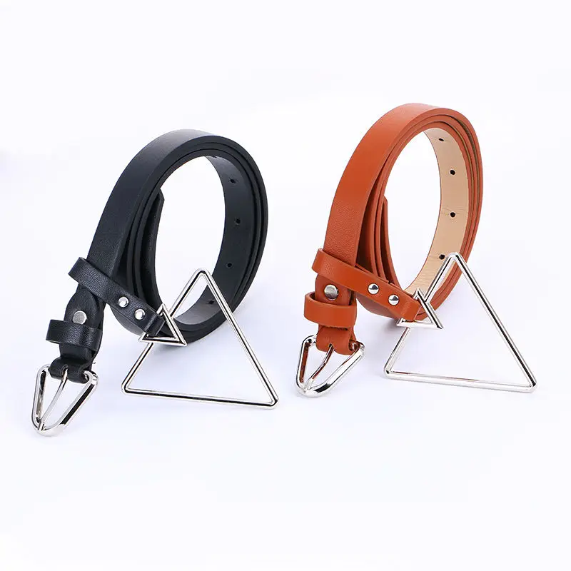 Triangular Needle Buckle Hang Ring Women Thin Belt Students Decorated Casual Pants Women HOT Triangle Pin Silver Buckles Belts