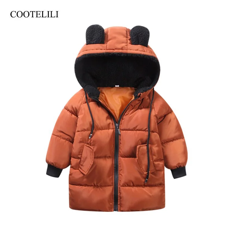 

COOTELILI Cute Bear Ear Winter Jackets Girls Boys WInter Outerwear & Coats Cotton Boys Parkas Hooded Children Clothing Baby