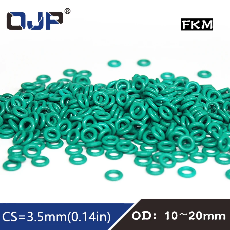 10PCS/lot Rubber Ring Green FKM O ring Seal 3.5mm Thickness OD10/11/12/13/14/15/16/17/18/19/20mm Rubber ORing seal Gasket Washer