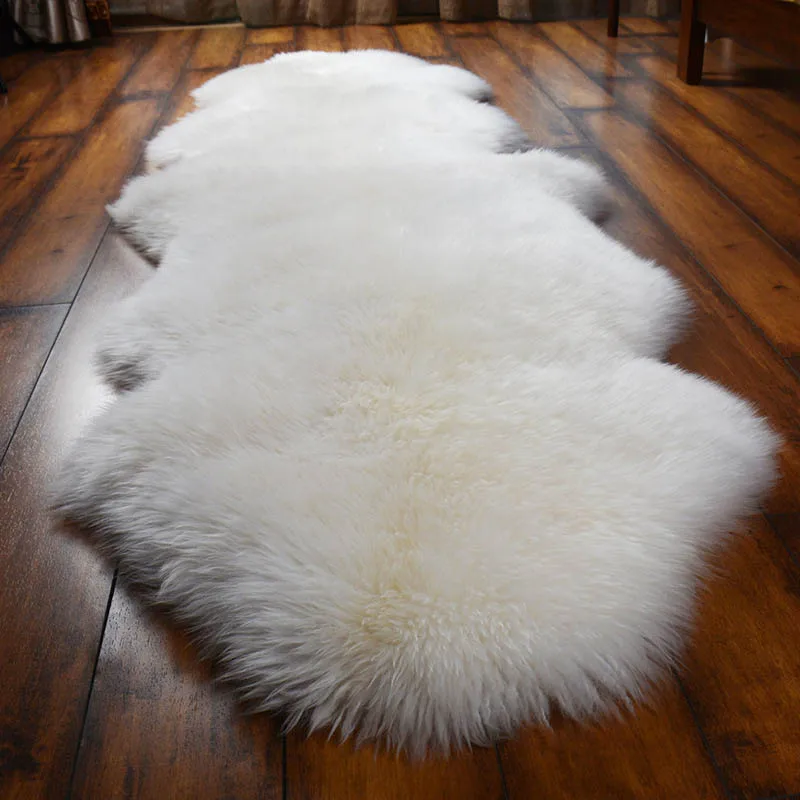 MS.Softex Natural Sheepskin Rug Bedroom Australian Sheepskin Floor Rug  Cushion Winter Warm Rug Long Wool Sofa Cover